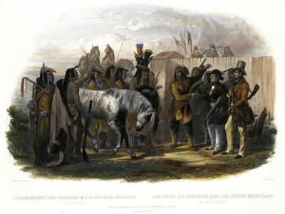The Travellers Meeting with Minatarre Indians near Fort Clark, Plate 26 from Volume 1 of 